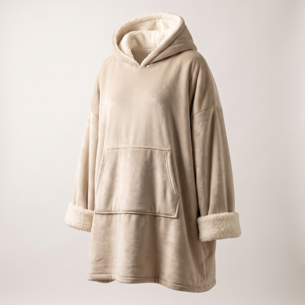 Sweat plaid XXL sherpa beige - vue produit